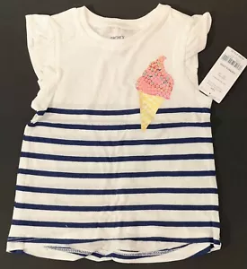 Carter's Ice Cream Flutter-Sleeve Sequin Tee Size:12M Color:White - Picture 1 of 2