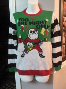 NWT jr women sz L(14-16) Santa UGLY CHRISTMAS SWEATER - Picture 1 of 8