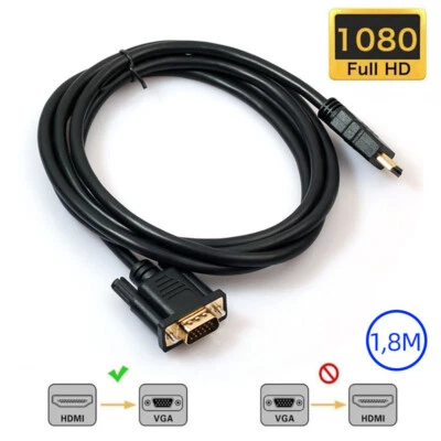 HDMI zu VGA HD männlich Hight Qualität Adapter Kabel 1080P Mit Decoder-Chip 1,8M - Bild 1 von 4