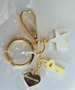 New MICHAEL KORS Gold-Tone Key Chain Heart, White Star, Key - Picture 1 of 1