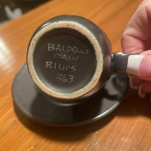 BALDELLI ITALY Vtg Dante Baldelli Studio Pottery Signed Espresso cup saucer MCM - Picture 1 of 8
