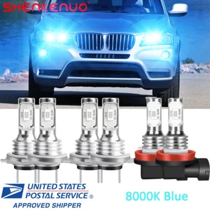 8000K Blue LED Headlight High Low Beam Fog Light Bulb For BMW X3 2004 2005-2014 - Picture 1 of 12