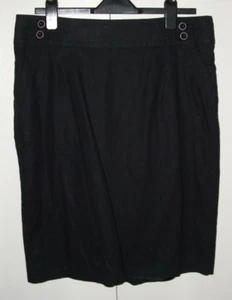 George - Black Skirt - Linen mix, Fully lined, Pockets - Womens Size UK 12 /L24" - Picture 1 of 3