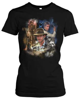 Harrison Ford Damen Girlie T-Shirt | Indianer Jones Star Han Solo Kult Wars - Bild 1 von 3
