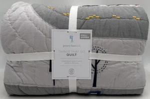 Pottery Barn Kids Things That Go FULL / QUEEN Cars Trucks Quilt ~ Gray Multi - Picture 1 of 2