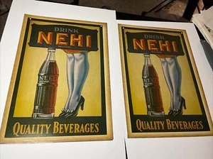 NEHI GETRÄNKE Werbeschild Soda 1920-1930er Jahre Antik Vintage Gas Öl R1 - Bild 1 von 4