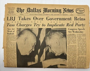 Periódico de asesinato JFK Dallas Morning News 24/11/63 LBJ Eisenhower - Imagen 1 de 4