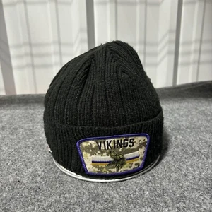 Minnesota Vikings Beanie Cap Hat Youth One Size Black Salute To Service New Era* - Picture 1 of 10