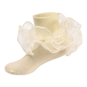 Girls Lace Ruffle Frilly Princess Cotton Socks Kids Dance Ankle Ruffle Socks - Picture 1 of 32