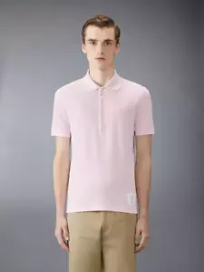 thombrowne Men's classic beadcloth four-striped short-sleeved POLO shirt pink - Picture 1 of 6