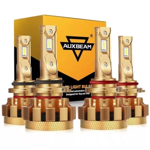 AUXBEAM 9005 9006 LED Headlight High Low Beam Bulbs 6000K White Canbus 18000LM - Picture 1 of 15