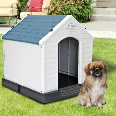  Casa de 32" H interior exterior para perros mascotas con piso elevado y respiraderos de aire Foto 1 de 4
