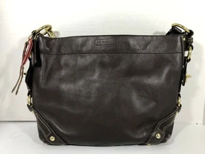 Coach Leather Hobo Shoulder Bag Purse Dark Brown - Picture 1 of 9