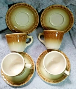 4 Syracuse China Cinnamon Cups Saucers Set Vintage Restaurant Ware unused - Bild 1 von 5