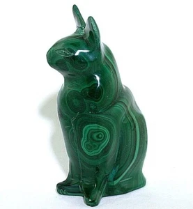 African Malachite Carved Pussy Cat Carving Natural Gem Gemstone EBS7839/101123 - Picture 1 of 3