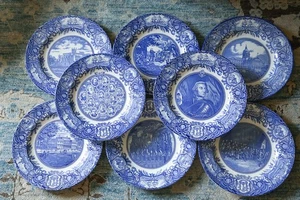 [Set di 8] Piatti storici Wedgwood BLU Georgia ciascuno ~10,5" - Foto 1 di 24