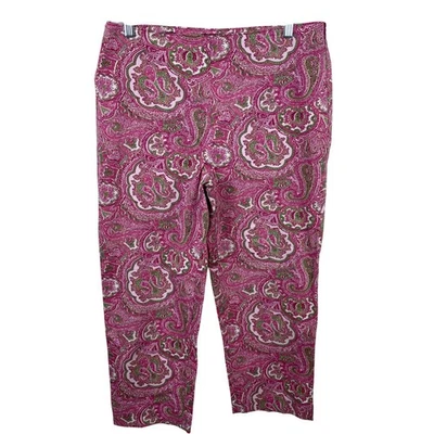 Pantalones para mujer Talbots talla 8 estampado cachemir clásicos con cremallera lateral rosa mezcla de algodón Foto 1 de 4