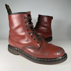 Vintage Dr Martens 1460 Boots 8 Hole Cherry Oxblood Red. 1980s UK Size 8 - Picture 1 of 15