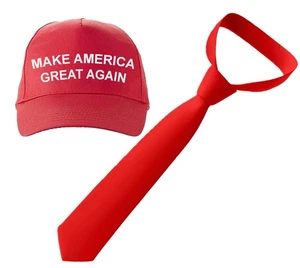 Adults Great American President Cap, Wig & Tie Donald Trump Fancy Dress - Picture 1 of 7
