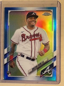 2021 Topps Chrome Cristian Pache Blue Refractor /150 #178 Rookie RC Braves - Picture 1 of 2