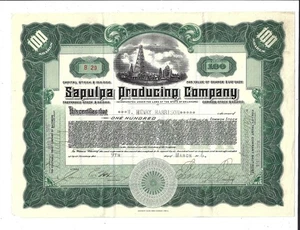 OKLAHOMA 1916 Sapulpa Producing Company Aktienzertifikat Öl - Bild 1 von 2