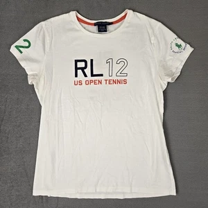 Camisa de tenis Polo Ralph Lauren US Open para mujer grande blanca RL 12 camiseta gráfica - Imagen 1 de 9