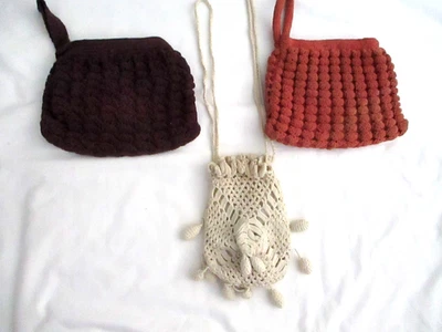 Lote de 3 monederos de ganchillo vintage años 40 Foto 1 de 4