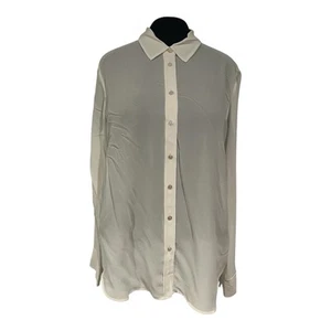 Everlane 100 % Seide Langarmhemd Damen Größe 4 Beige Knopfleiste Bluse " - Bild 1 von 9