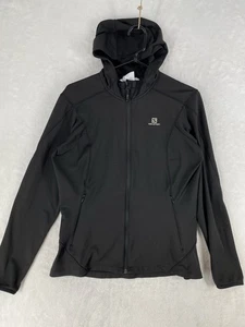 Salomon Jacket Women's Medium Black Acti Therm Lightweight Full Zip Hooded - Picture 1 of 11
