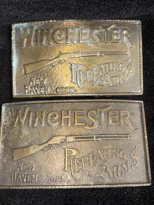 Brazos repetitivos vintage Winchester New Haven Conn. Hebilla de cinturón de latón macizo (2) Foto 1 de 3