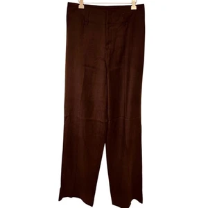 Pantalones de vestir Banana Republic para mujer marrón oscuro mezcla de seda y lana pierna ancha talla 0 - Imagen 1 de 7