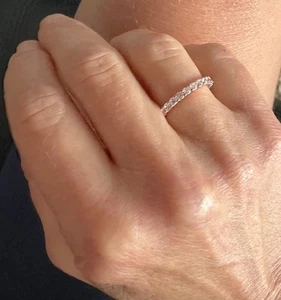 2.5mm Round CZ Rose Gold Plated Stack Wedding Eternity Band Ring 925 Size 10 - Picture 1 of 8