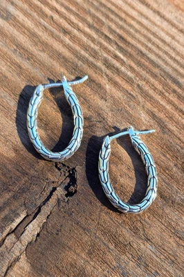 Pendientes de aro ovalados John Hardy clásicos de cadena de plata de ley 925 4 g Foto 1 de 4