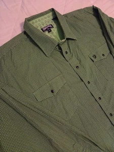 Panhandle Shirt Men XXL Pearl Snap Western Cowboy Green Flip Cuff AOP Rodeo - Picture 1 of 9