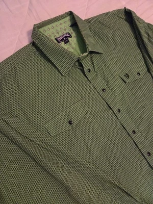 Panhandle Shirt Men XXL Pearl Snap Western Cowboy Green Flip Cuff AOP Rodeo - Image 1 of 4