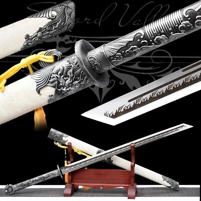 Katana hecha a mano 110 cm/blanca/estilo tradicional/espada coleccionable/lista para batalla Foto 1 de 4