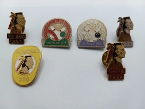 Michigan Club BPA PWBA Chief Pontiac High Series 200 6 Enamel Bowling Pin Lot - Bild 1 von 3