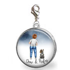 Personalized Boy & Dog Wishing on a Star Custom Made Glass Top Clip on Charm