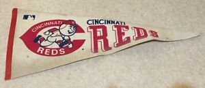 1969 Cincinnati Reds Redlegs Cincy vintage fanion MLB baseball 12x29 en détresse