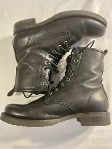 Frye Veronica Women's Sz 9.5 Black Leather Combat Lace Up Boots Goth Biker - Picture 1 of 11