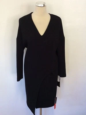 NUEVO CON ETIQUETAS CoSTUME NATIONAL NEGRO LANA VIRGEN VESTIDO MANGA LARGA TALLA 40 REINO UNIDO 12 PRECIO DE VENTA SUGERIDO POR EL FABRICANTE £455 Foto 1 de 4