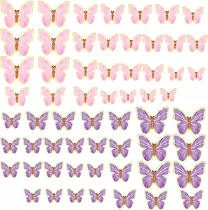 60Pcs Butterfly Cake Toppers,3D Butterfly Cupcake Topper Pick for Birthday Baby - Picture 1 of 12