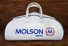 VINTAGE MOLSON Awards WHITE LEATHER Travel Duffel Bag - CANADIAN MADE 