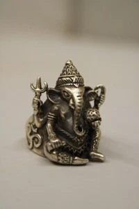 Silver Mini Ganesha Statue Sculpture Idol Superfine Handmade Ring - Picture 1 of 4