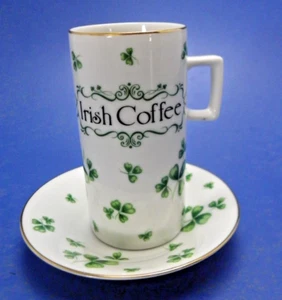 Lefton Cup/Saucer #02683 Signed Geo Z. Lefton Shamrock Clover "Irish Coffee" - Picture 1 of 8