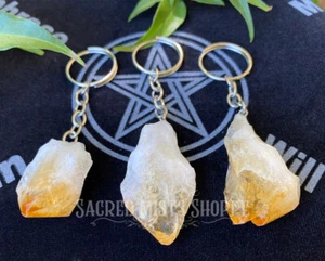 Citrine Crystal Point Keychain for Aura Clearing, New Beginnings, Personal Power - Picture 1 of 2