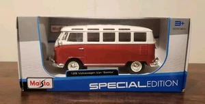Maisto Special Edition Volkswagen Van "Samba" Red & White Diecast 1:25 Scale New - Picture 1 of 9