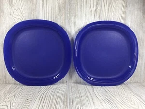 Tupperware Impressions Microwave Safe Luncheon Plates Square Blue Set of 2 New - Picture 1 of 5