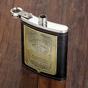 Schwarze Schnapsflasche Hüftflasche Outdoor Camping Whiskey Alkohol Wein Flagge Flasche 7oz - Bild 1 von 12