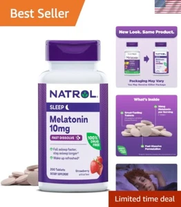 Natural Sleep Aid: 10 mg Melatonin Fast Dissolve Tablets - 200 Strawberry Flavor - Picture 1 of 12